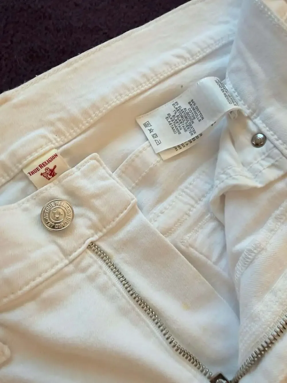 True Religion Relaxed Straight White Jeans